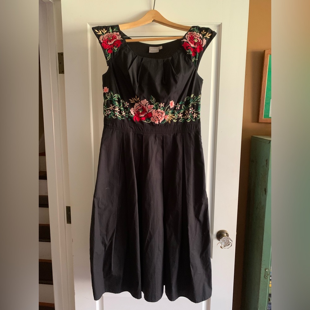 Embroidered Black Dress